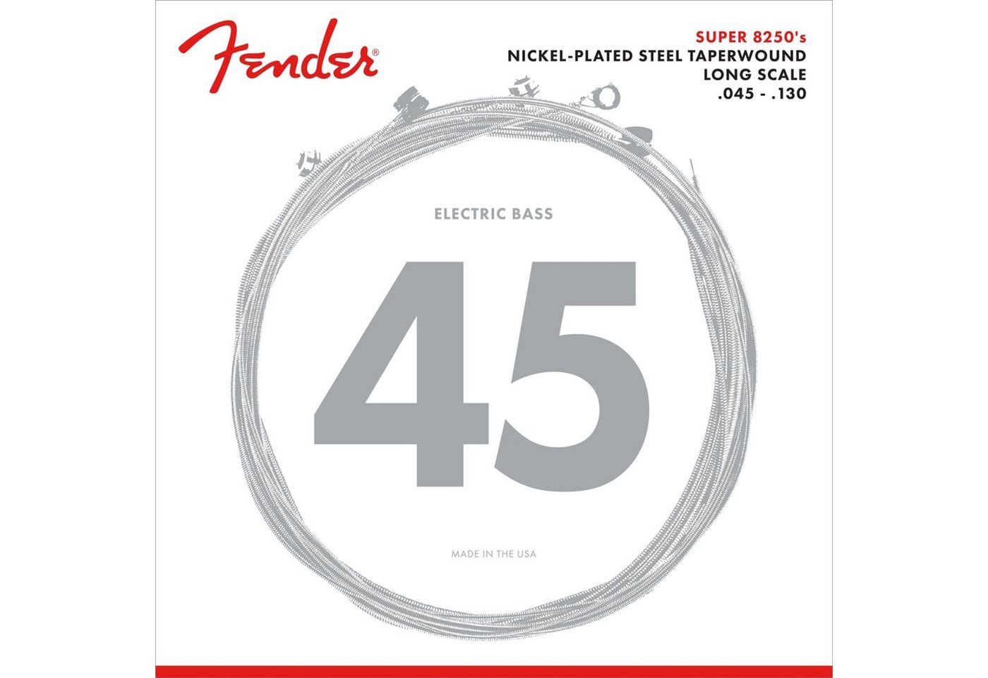Fender Saiten, (Strings Super 8250-5M 45-130TW Nickel Plated Steel), Strings Super 8250-5M 45-130TW Nickel Plated Steel - Saitensatz für von Fender