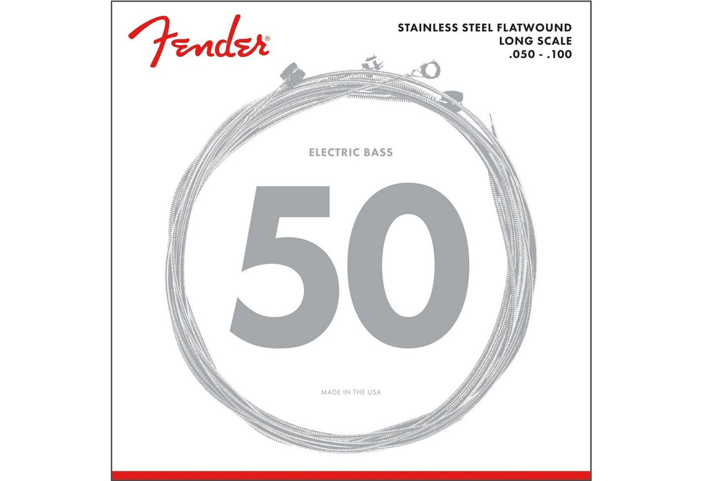 Fender Saiten, (Strings Flatwound 050 100 9050ML stainless steel), Strings Flatwound 050 100 9050ML stainless steel - Saitensatz für 4- von Fender