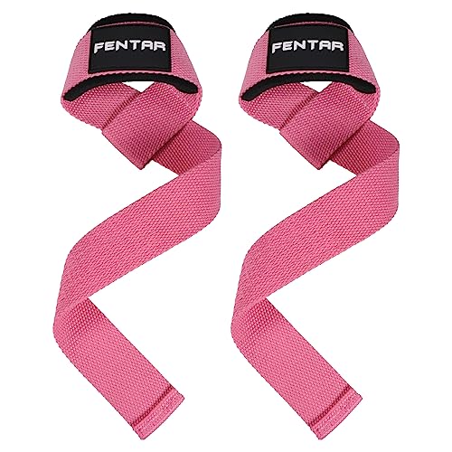 Zughilfen für Krafttraining, 60cm Länge Profi Zughilfen, Bequeme Zughilfe für Krafttraining Bodybuilding Kreuzheben Gewichtheben, Gym Zubehör, Anti-Rutsch Lifting Straps für Frauen Männer(Rosa) von Fentar