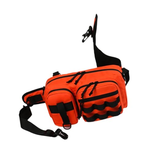 Fenteer Angeltasche, Angel-Gürteltasche, Umhängetasche, tragbare Hüfttasche mit großer Kapazität, Angelausrüstungstasche für Camping und Trekking, Orange von Fenteer