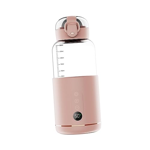 Fenteer Milchwärmer, Baby-Wasserflasche, tragbar, 300 ml, mit LCD-Display, Leichter Wasserkocher, elektrisch, USB für den täglichen Gebrauch, Camping, ROSA von Fenteer