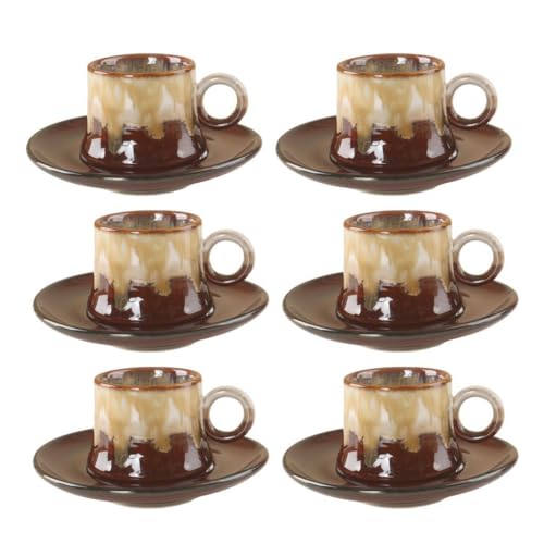 Fenteer -Set Keramik-Kaffeetasse mit Untertasse, Keramik-Kaffeetasse mit Untertasse, Vatertagsgeschenk, Mini-Kaffeetassen mit, für Familie von Fenteer