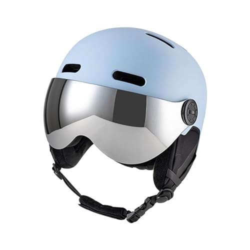 Fenteer Snowboardhelm mit Skibrille Skihelm Outdoor Abnehmbare Schutzbrille Kopfschutz Einstellbare Größe Skateboard Zubehör, Blau, S von Fenteer