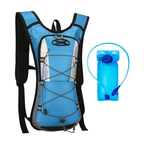 Fenteer Trinkrucksack mit 2-Liter-Wasserblase, Trinkrucksack, Leichter Hydro-Wasser-Tagesrucksack für Camping, Outdoor-Sport, Radfahren , Blau von Fenteer