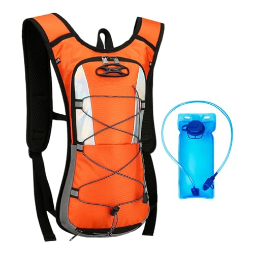 Fenteer Trinkrucksack mit 2-Liter-Wasserblase, Trinkrucksack, Leichter Hydro-Wasser-Tagesrucksack für Camping, Outdoor-Sport, Radfahren , Orange von Fenteer