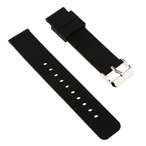 Fenteer Weiche Gummi Uhrband Watch Strap 20mm Uhr Armband Watch Band für Herren Damen - Farben Auswählen, Schwarz, 20 mm von Fenteer