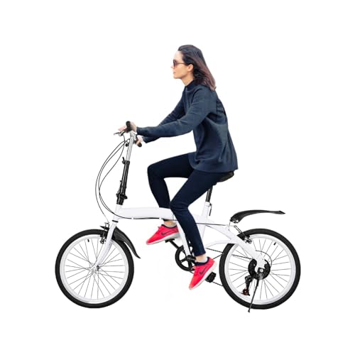 Fermoirper 20 Zoll Faltrad Klapprad 6-Gang City Bike, für Kinder/Erwachsene 1.4 bis 1.9M Hoch (Weiß) von Fermoirper
