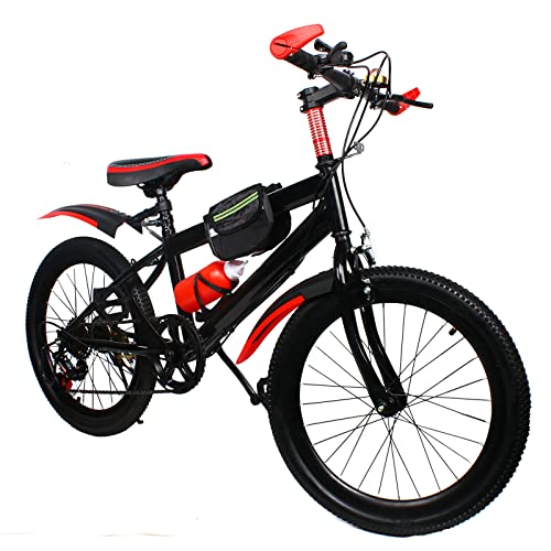 Fermoirper Mountainbike 20 Zoll Kinderfahrrad Fahrrad mit Kotflügeln 6 Gang - Mountainbike Federrad aus Kohlenstoffstahl für 125 cm bis 155 cm Jungen Mädchen (Rot) von Fermoirper