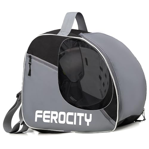 Ferocity Premium Skischuhtasche Helmtasche Skistiefeltasche Mit Kordelzug und Seitentasche 41 x 29 x 35 cm in den Farben Grau Schwarz [054] von Ferocity