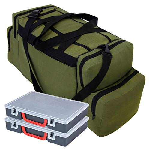 Ferocity Specialist Angeltasche für Zubehör mit inkl. 2 Kunststoff-Boxen Angelboxen Gerätetasche Ködertasche Tasche für Angelköder Khaki [023] von Ferocity