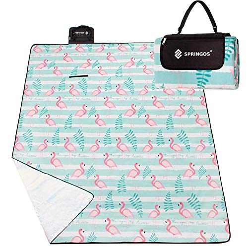 Picknickdecke wärmeisoliert wasserdicht Strandmatte Liegematte mit Tragegriff Strapazierfähig Decke Fleece 200 x 200 cm groß Modell Flamingo [061] von Ferocity