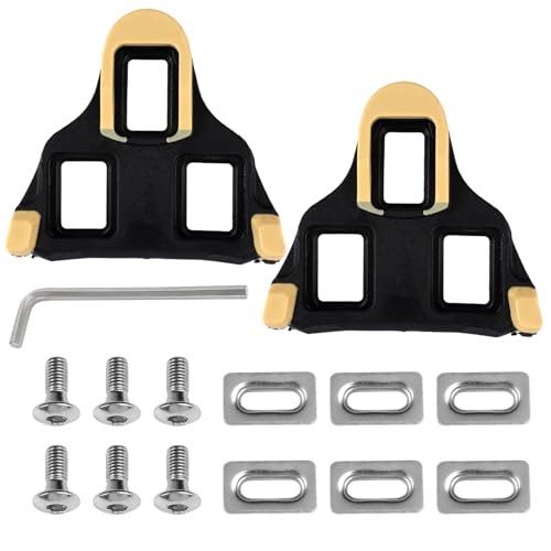 SPD SL Cleats, Premium SPD Cleats für Fahrradschuhe, Rennradpedale Schuhplatten, Fahrrad Ersatzcleats, Langlebig, rutschfest, Hochleistungs-Pedalklampen für Rennräder Und Indoor-Bikes (Gelb/Schwarz) von FerraDrend
