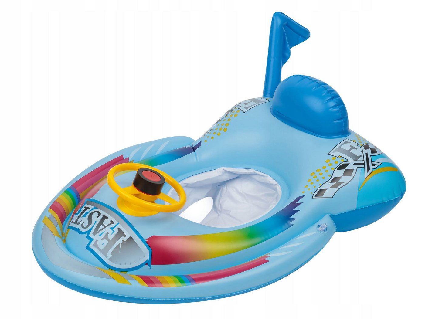 Festivalartikel Badeanzug Aufblasbares Motorboot-Schwimmring für Kinder mit Sitz, Lenkrad, Hupe von Festivalartikel