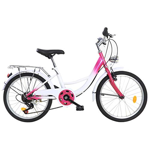 Fetcoi 20 Zoll 6 Gang Kinderfahrräder Für Jugendliche, Mit Licht, Fahrrad Für Kinde Für 12-16 Jahre, Bike, Kinderfahrräder (Rosa + Weiß) von Fetcoi