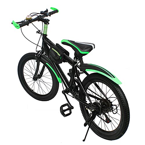 20 Zoll Kinderfahrrad Adult Fahrrad Cityfahrrad 6 Gang Mountainbike Hartstahl Fahrräder Doppelscheibenbremse Stoßdämpfung Sicherheitsbremssystem (Grün) von Fetcoi