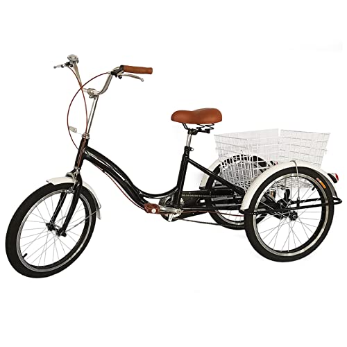 Dreirad für Erwachsene 20 Zoll 3 Räder Fahrrad Erwachsene, 3-Rad-Dreirad Fahrrad mit Einkaufskorb für Erwachsene, Senioren, Frauen | EU Stock von Fetcoi
