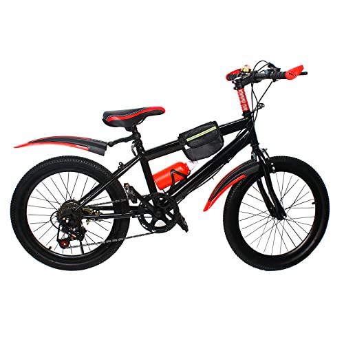 Fetcoi 20 Zoll 6-Gang Fahrrad Mountainbike Kinder Fahrrad Doppelscheibenbremse Fahrrad für Jungen und Mädchen (Rot) von Fetcoi