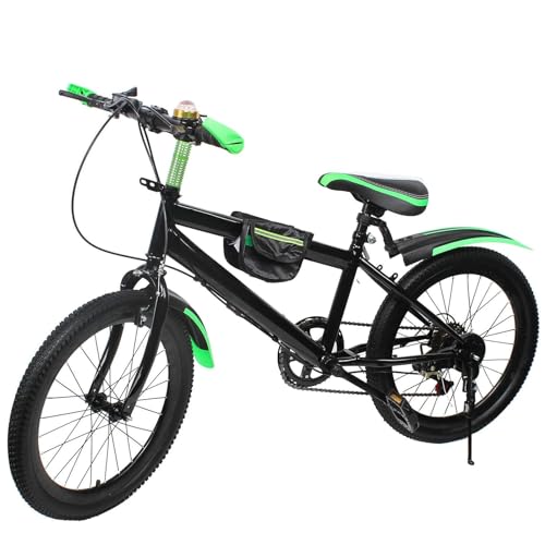 Fetcoi Kinderfahrrad 20 Zoll Jungen Mädchen | Fahrrad 20 Zoll Kinder MTB Mountainbike Grün | 7 Gang | Kohlenstoffstahl Rahmen | Doppelscheibenbremse | EU Stock von Fetcoi