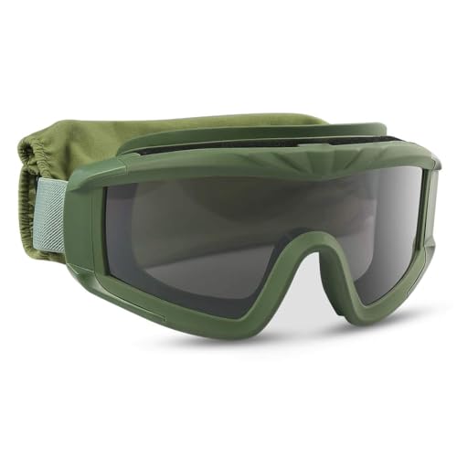 Feyachi Airsoft-Brille Taktische Militär Schutzbrille mit 3 austauschbaren Gläsern UV400-Schutz Schießbrille Anti-Fog-Brille Outdoor Sport Jagd Radfahren Paintball (Armeegrün) von Feyachi