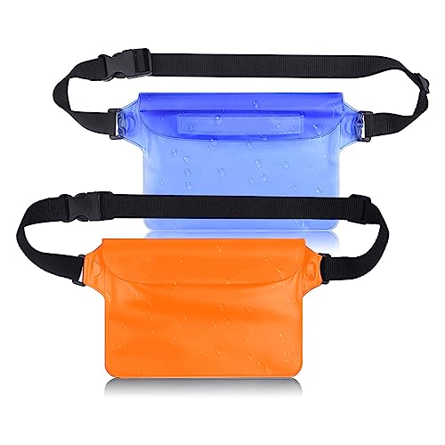Fezf 2 Stück Waterproof Bag Phone case wasserdichte,Tasche Beutel Bauchtasche Handyhülle Schutzhülle für Wassersport, Strand, Schwimmen, Bootfahren-Blau und orange von Fezf