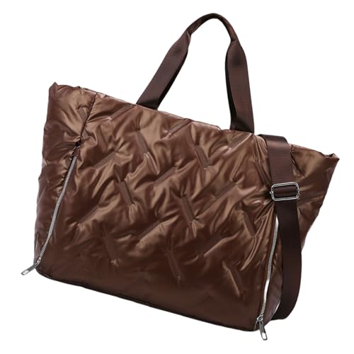 Sportmatten-Tasche für Damen, Fitnesstasche, große Kapazität, Übernachtungstasche, trendige Umhängetasche, Wochenendtasche, Handtasche mit Tragegriff oben, dunkelbraun von Fhsqwernm