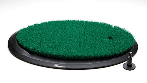 Fiberbuilt Flight Deck Golf Hitting Matte – Ovale Form Outdoor/Indoor echtes Grass-Like Leistung Golf Matte mit langlebigen Verstellbarer Höhe Tee, Schwarz/Grün, 54 x 34,3 x 4,4 cm von Fiberbuilt