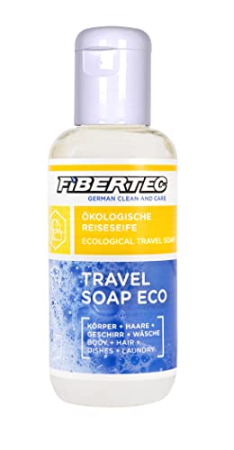 FIBERTEC Travel Soap Eco tragbare Mini Reiseseife, biologisch abbaubare Outdoor Seife, Geschirrspülmittel und Bekleidungswaschmittel 100ml von FIBERTEC