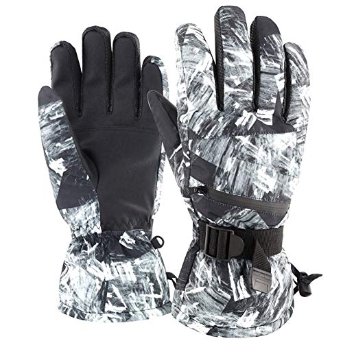 Ficher Herren Ski Handschuhe, Multifunktionale Snowboard Handschuhe Schnallen Presse Sieb wasserdichte Winter Handschuhe von Ficher
