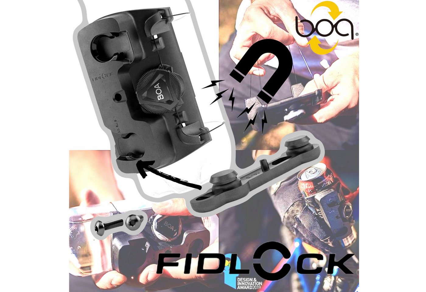 Fidlock Fahrrad-Flaschenhalter Fidlock Twist Universal PE BOA Trinkflaschenhalter magnetisch von Fidlock