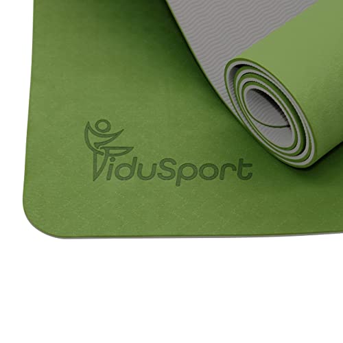 Fidusport TPE Yogamatte Trainingsgerät - rutschfester Schultergurt für Fitness, Pilates und Gymnastik - Übungsmatte mit Schultergurt und leichtem Design (dunkelgrün) von Fidusport