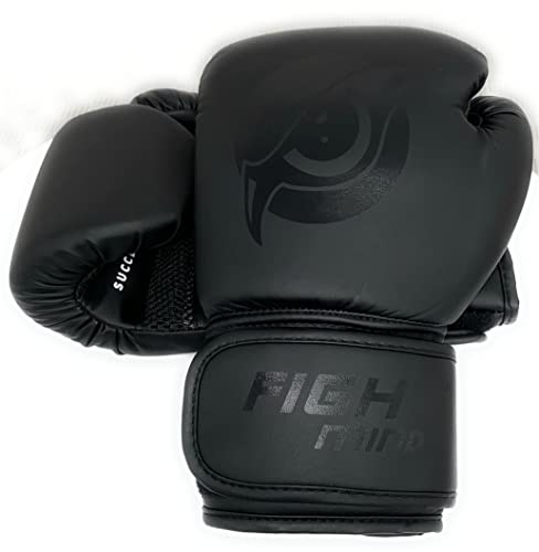 Fight Mind – Premium Boxhandschuhe 16 Oz – Schwarz I Für Männer, Frauen und Kinder I Maximaler Schutz I Hochwertige Verarbeitung I Handschuhe für Muay Thai, Kickboxen & Boxen von Fight Mind Success is a Decision