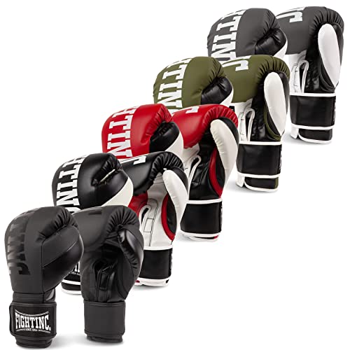 Fightinc. Boxhandschuhe Legacy - 8 10 12 14 16 Oz für Boxen Kickboxen Muay Thai MMA Kampfsport schwarz weiß rot Gold UVM (VT Mattschwarz/schwarz (VT-003), 16 Oz) von Fightinc.