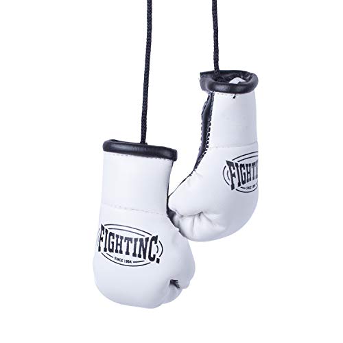 Fightinc. Mini Boxhandschuhe Paar - ideal für Autospiegel, Sporttasche, Schlüsselanhänger UVM Boxen Kickboxen Muay Thai MMA Kampfsport weiß/schwarz (100) von Fightinc.