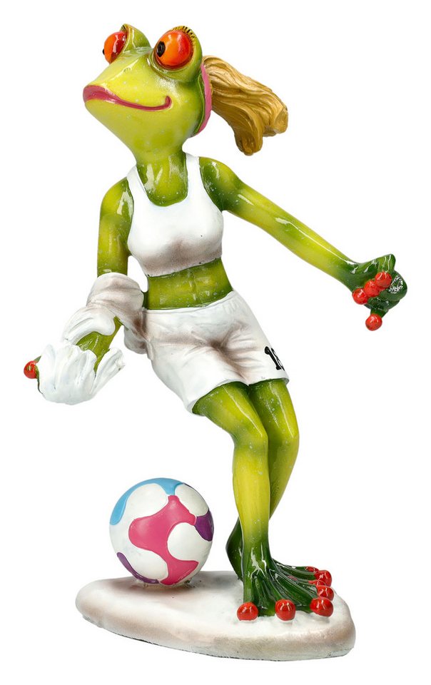 Figuren Shop GmbH Dekofigur Lustige Frosch Figur - Fußballerin - Tierfigur Sportfigur Dekoration von Figuren Shop GmbH