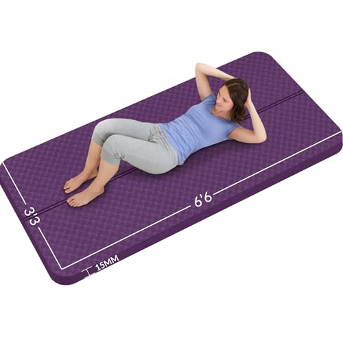 Fiita Länger und breit Große Trainingsmatte 200x100cm 15 mm dicke Yogamatte, Workout-Matte für Fitness, Yoga, Pilates, Dehnungs- und Bodenübungen für Damen und Herren,Tragetasche und Klettverschluss von Fiita