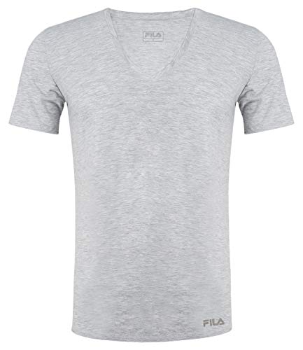 FILA Herren T-Shirt Mit V-Ausschnitt FU5001 Man V-Neck Undershirt 400 L, 400 Grey, L, FU5001 von FILA