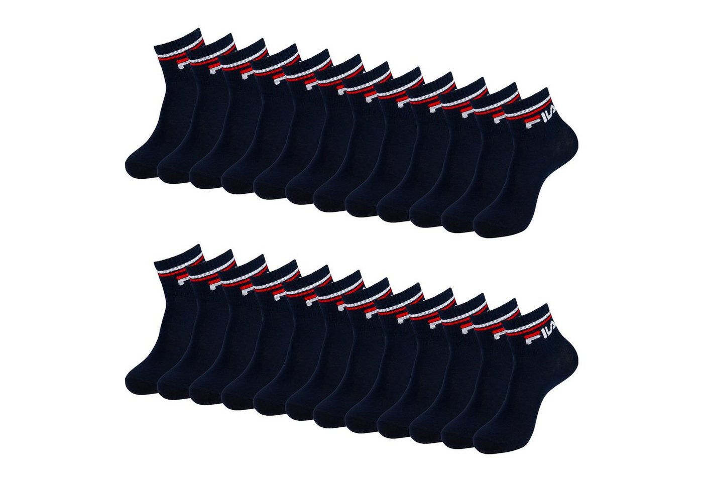 Fila Kurzsocken Quarter Socks Calza (12-Paar) im sportlichen Look mit Rippbündchen von Fila