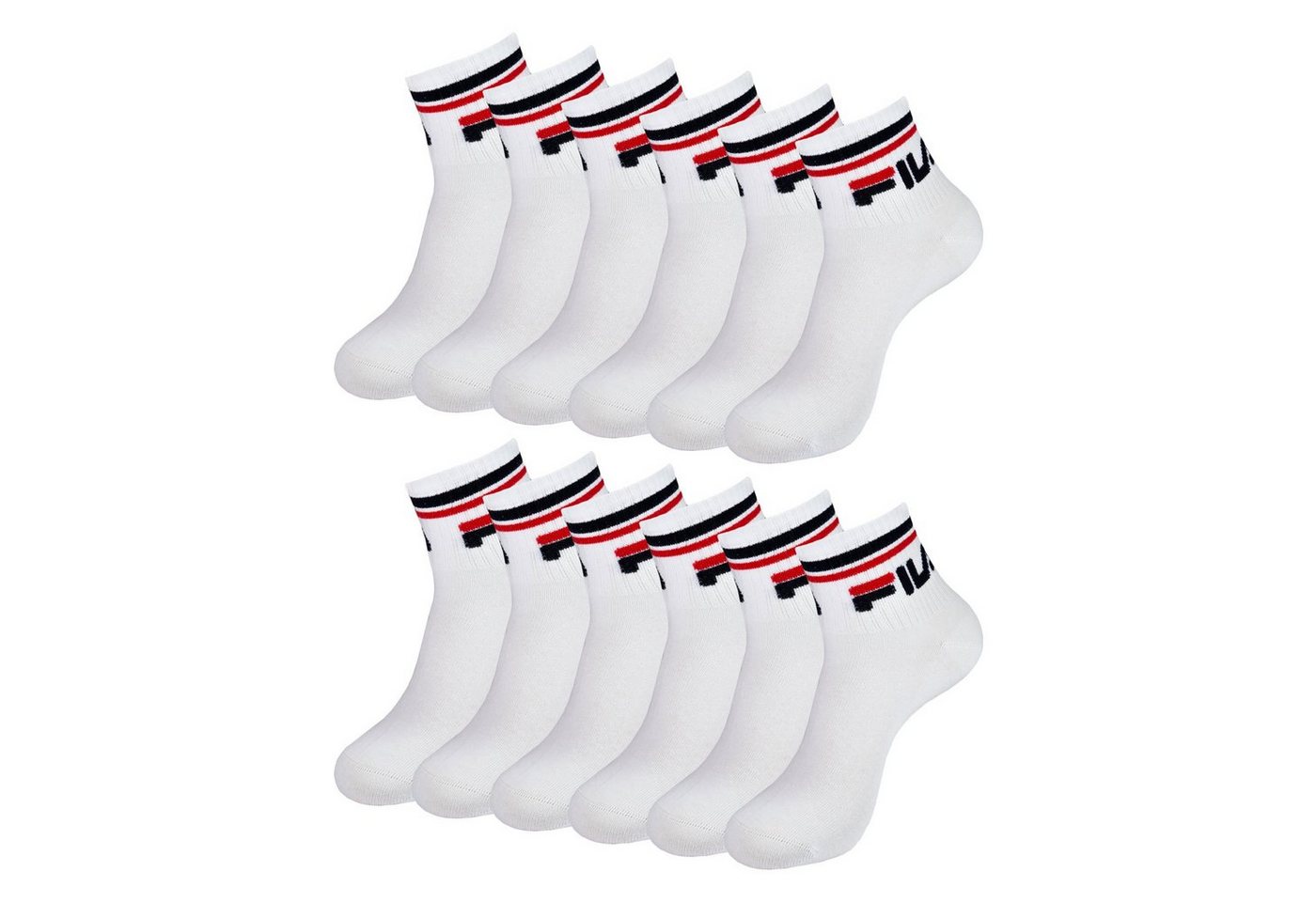 Fila Kurzsocken Quarter Socks Calza (6-Paar) im sportlichen Look mit Rippbündchen von Fila