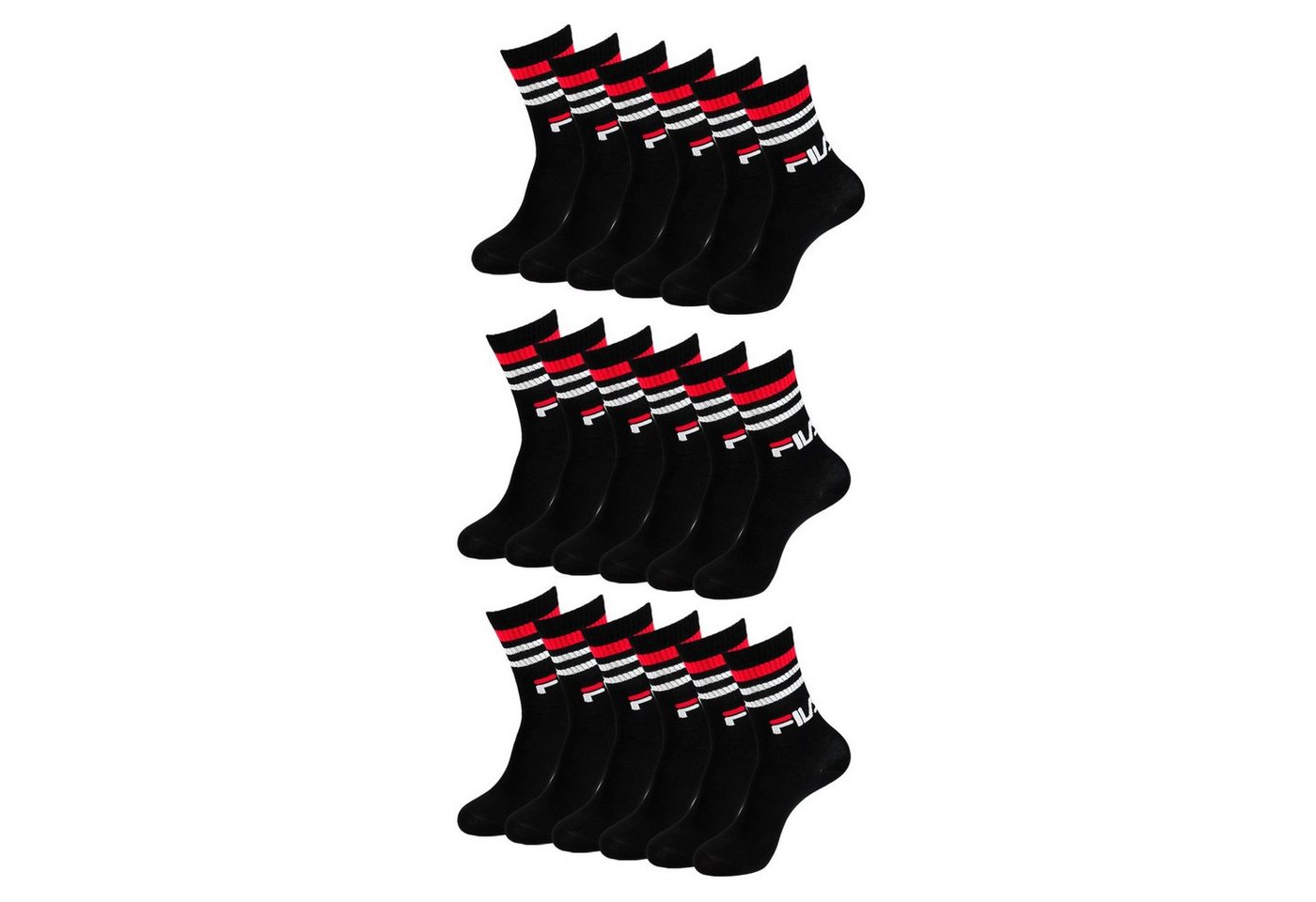 Fila Langsocken Crew Socks Calze (9-Paar) im sportlichen Retrolook mit Rippbündchen von Fila