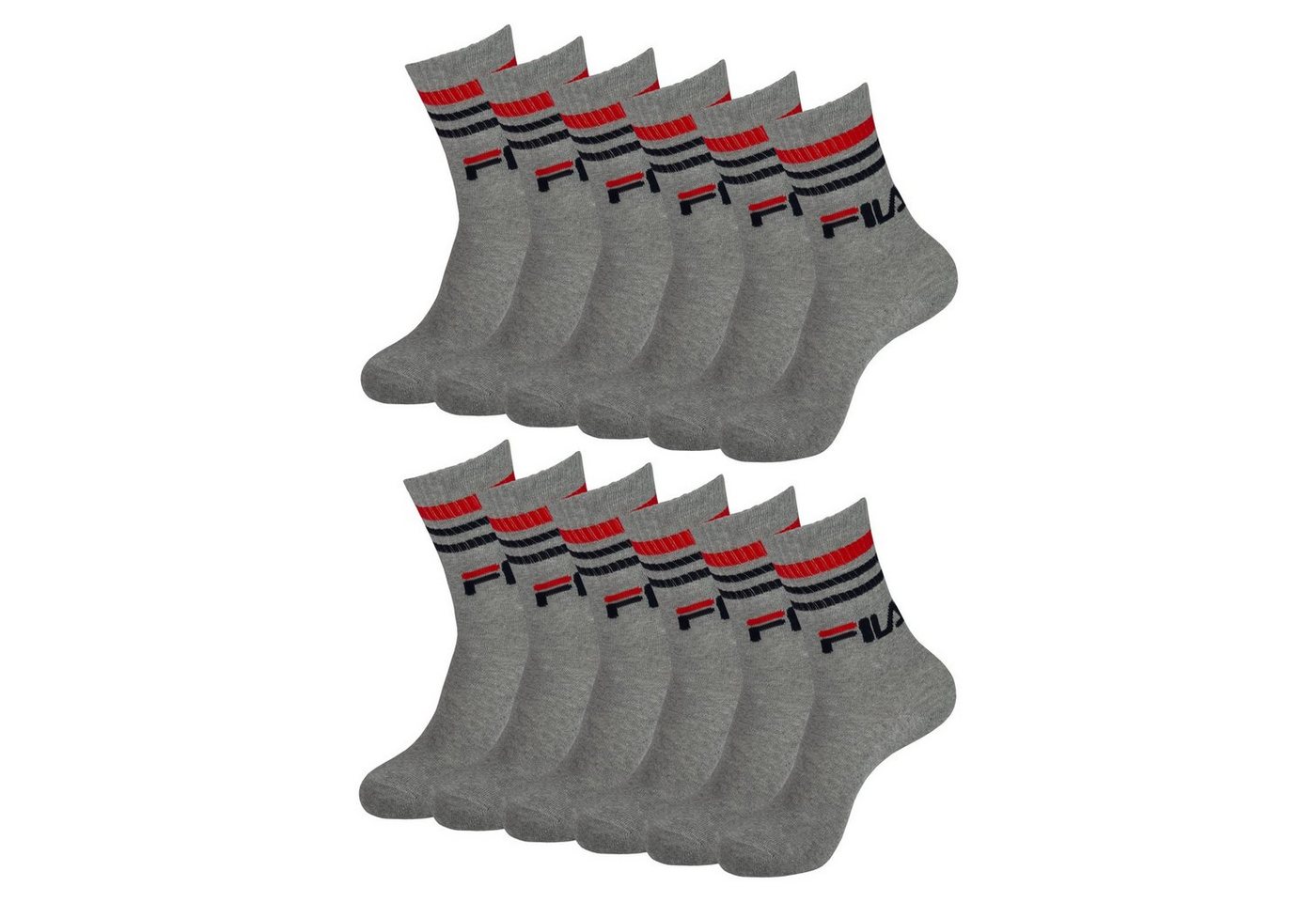 Fila Langsocken Crow Socks Calze (6-Paar) im sportlichen Retrolook mit Rippbündchen von Fila