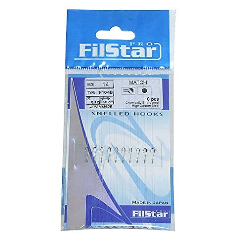 10x Team FILSTAR F104B Matchhaken Wettkampfhaken Angelhaken #18 / Ø0,10mm / 50cm von Filstar