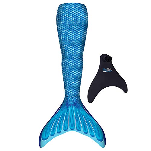 Fin Fun Meerjungfrauenflosse für Mädchen - Monoflosse inkl. Meerjungfrauenflosse - Farbe Blau Größe S/M - mit patentierter Monoflosse aus Neopren von Fin Fun