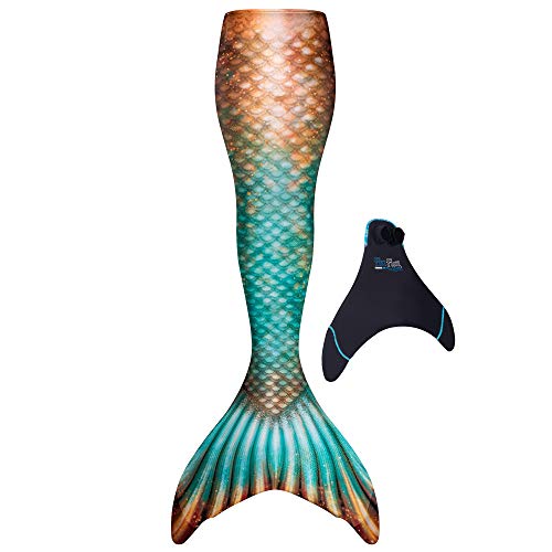 Fin Fun Limited Edition Mermaid Tail zum Schwimmen für Frauen, Teenager und Erwachsene mit Monoflosse, Medium, Bronzed Emerald von Fin Fun