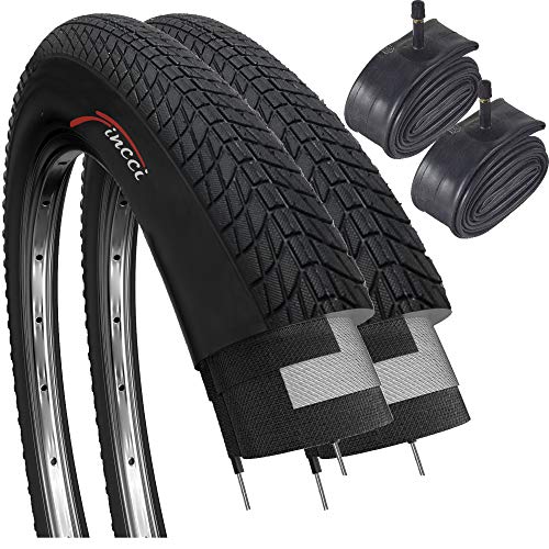 Fincci Set Paar Reifen 20 x 1.75 Zoll Mantel 47-406 mit Schrader Schlauch für BMX Fahrradmantel MTB oder Kinder Fahrrad 20x1.75 Fahrradreifen (2er Pack) von Fincci