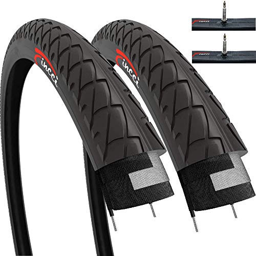 Fincci Set Paar 26 x 2,10 Zoll 54-559 Slick Reifen mit Sclaverandventil Schläuche für Cityräder Rennräder Mountain MTB Hybrid Fahrrad (2er Pack) von Fincci