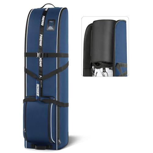 Findway Golf Reisetasche mit Rädern, Wasserdicht 900D Heavy Duty Oxford Gepolstert, Premium mit Abnehmbarem Pad für Schläger für Fluggesellschaft von Findway