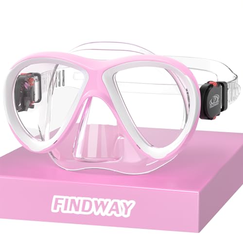 Findway Taucherbrille Kinder, Schwimmbrille Kinder für Jahre Jungen Mädchen,Schnorchelmaske Kinder 180° Panorama Verstellbares Silikonband Anti-Leck Tauchmaske Kinder für 3-13 Jahre von Findway