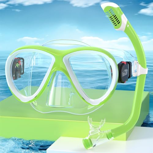 Findway Taucherbrille Kinder, Schwimmbrille Kinder für Jahre Jungen Mädchen,Schnorchelmaske Kinder 180° Panorama Verstellbares Silikonband Anti-Leck Tauchmaske Kinder für 3-13 Jahre von Findway