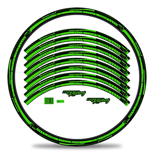 Finest Folia 16-teiliges Set Felgenrandaufkleber Sticker für Fahrrad Felgen Streifen Stripes Design Komplett Set für 27" 29" für Ebike Rennrad Mountainbike MTB RX039 (Neon Grün Matt) von Finest Folia