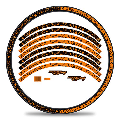 Finest Folia 16-teiliges Set Felgenrandaufkleber Sticker für Fahrrad Felgen im 2 Face Design Komplett Set für 27" 29" für Rennrad Mountainbike MTB Laufrad RX031 (Neon Orange, Matt) von Finest Folia